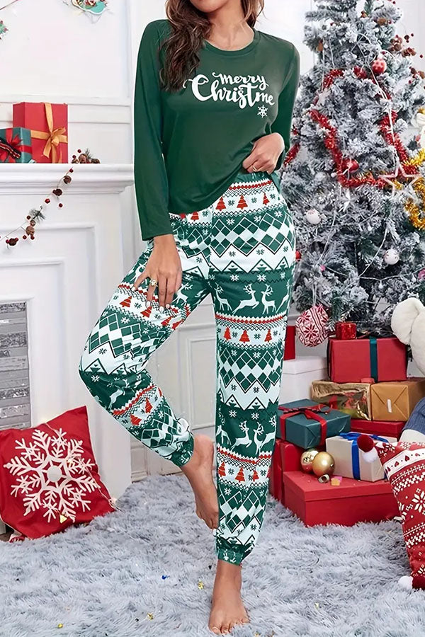 Christmas Is Calling Printed Elastic Waist Lounge Jogger Pajama Set