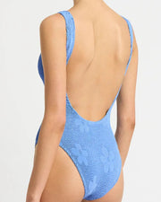 Women's solid color backless one-piece swimsuit