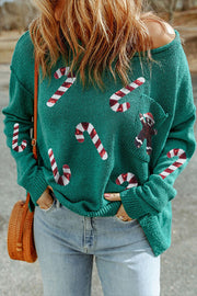 Sequined Christmas Graphic Pullover Sweatshirt