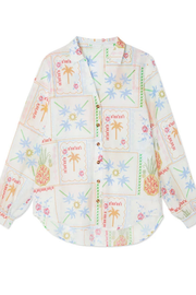 Holiday Coconut Tree Pineapple Print Shirt & Pants Two-Piece Set