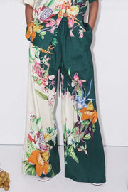 Unique Positioning Retro Print Loose Wide-Leg Pants