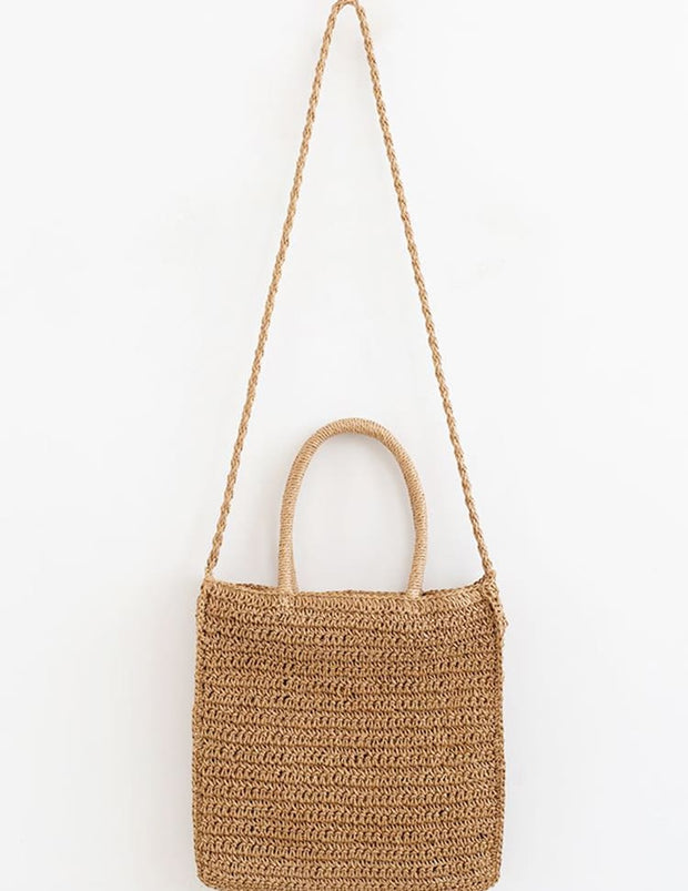 Colored Flower Woven Straw Bag