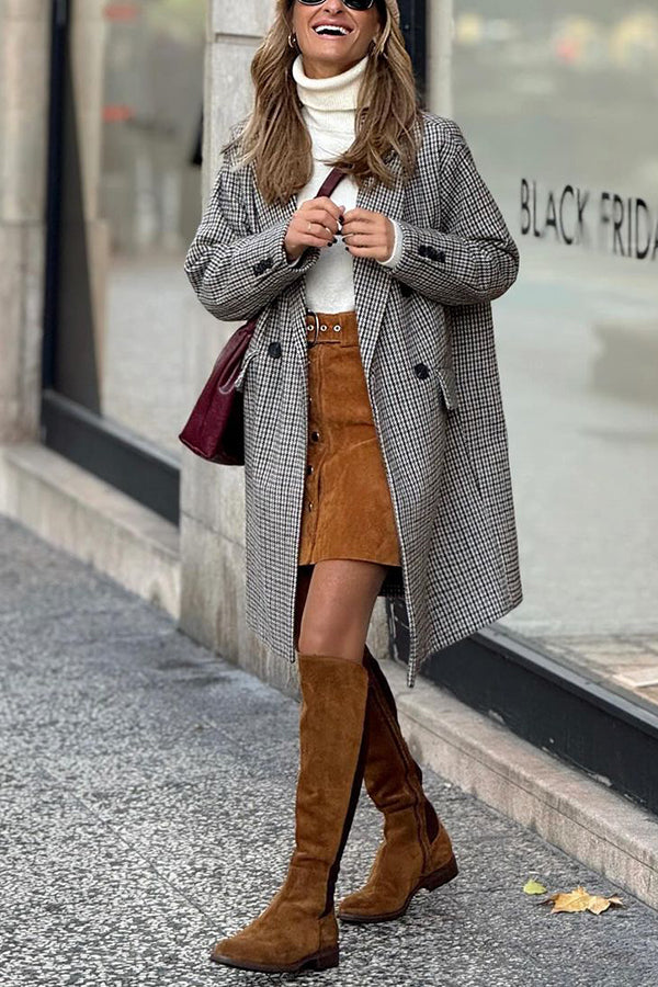 casual plaid trench coat