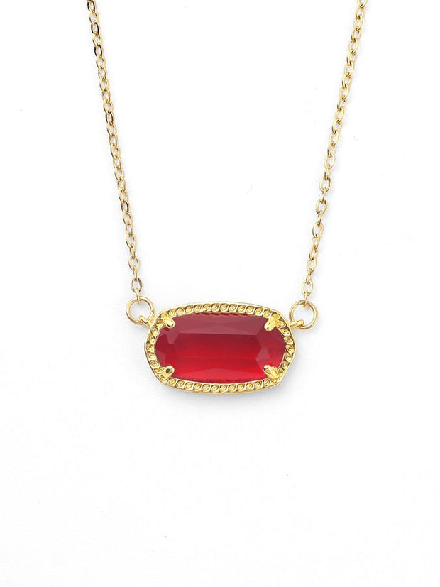 Oval Birthstone Pendant Necklace