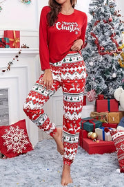 Christmas Is Calling Printed Elastic Waist Lounge Jogger Pajama Set