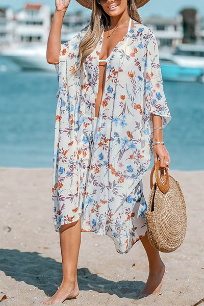 Tiki Bar Floral Print Cover-Up Kimono