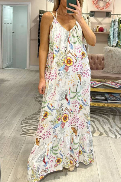 Casual Flower Print Sling Dress