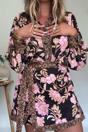 Bohemian print lace-up two-piece suit
