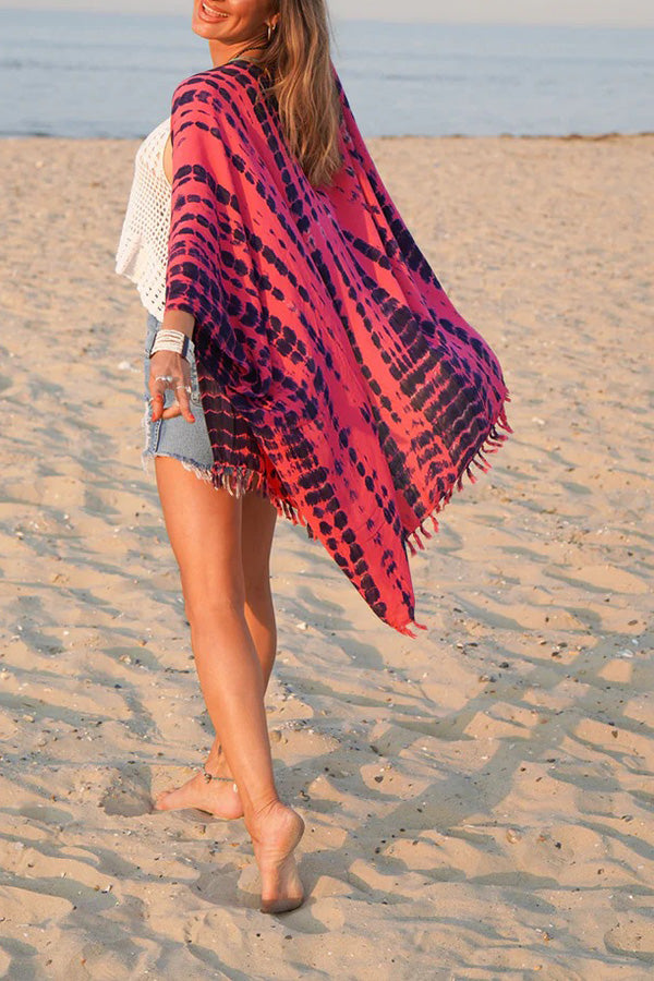 Beach vacation print tassel loose sun protection clothing