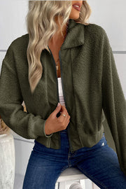 sherpa cardigan lapel zipper jacket