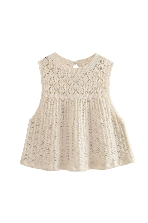 Knitted Vest Hollow Top + Knitted High Waist Mini Skirt