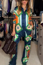Festive Satin Unique Print Two-Piece Set