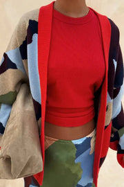 Abstract Geometric Pattern Knitted Jacket