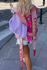 Retro patchwork embroidered vest