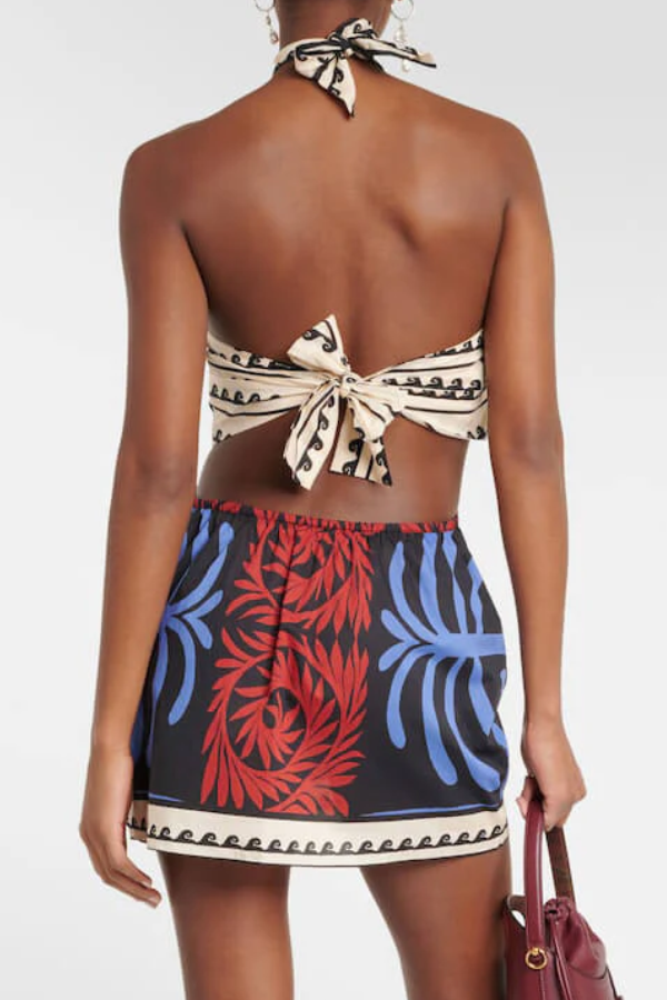 Unique Summer Print Halter Neck Mini Dress