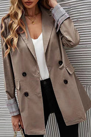 Solid color lapel buttoned slim fit blazer