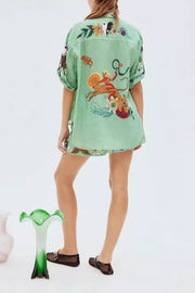 Printed Shirt and Shorts Two-Piece Set