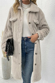 fur lapel plush top coat