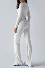 Casual Sports Style Slim Fit Long Sleeve Top Two Piece Set