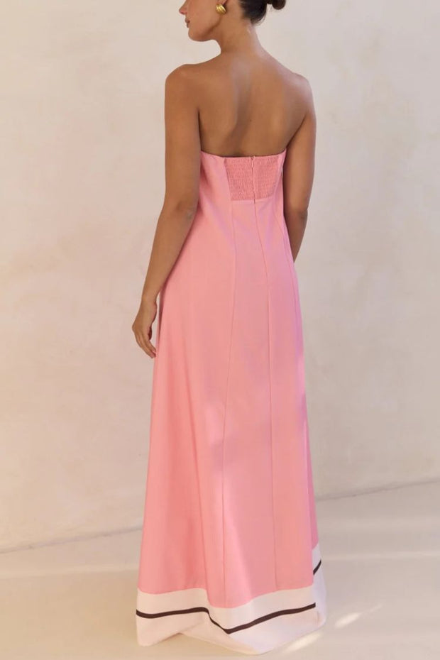Unique Print Sexy Tube Top Back Zipper Loose Maxi Dress