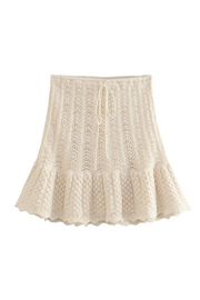 Knitted Vest Hollow Top + Knitted High Waist Mini Skirt