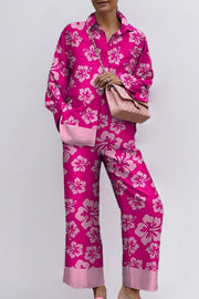 Loose Printed Long Sleeve Wide Leg Pants Fashion Suit