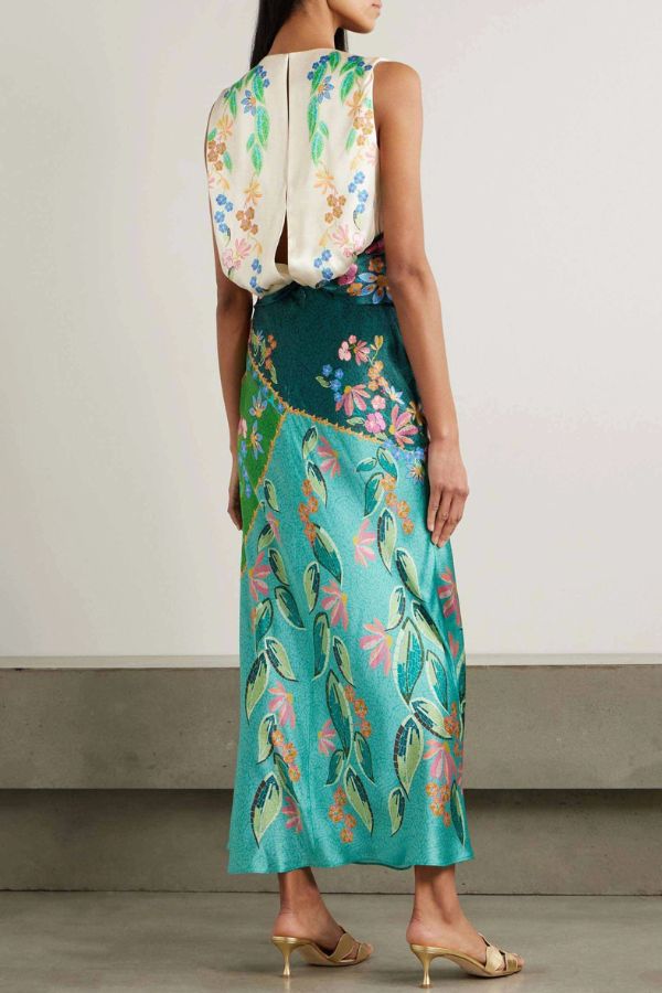 Exquisite Twisted Draped Floral Print Maxi Dress