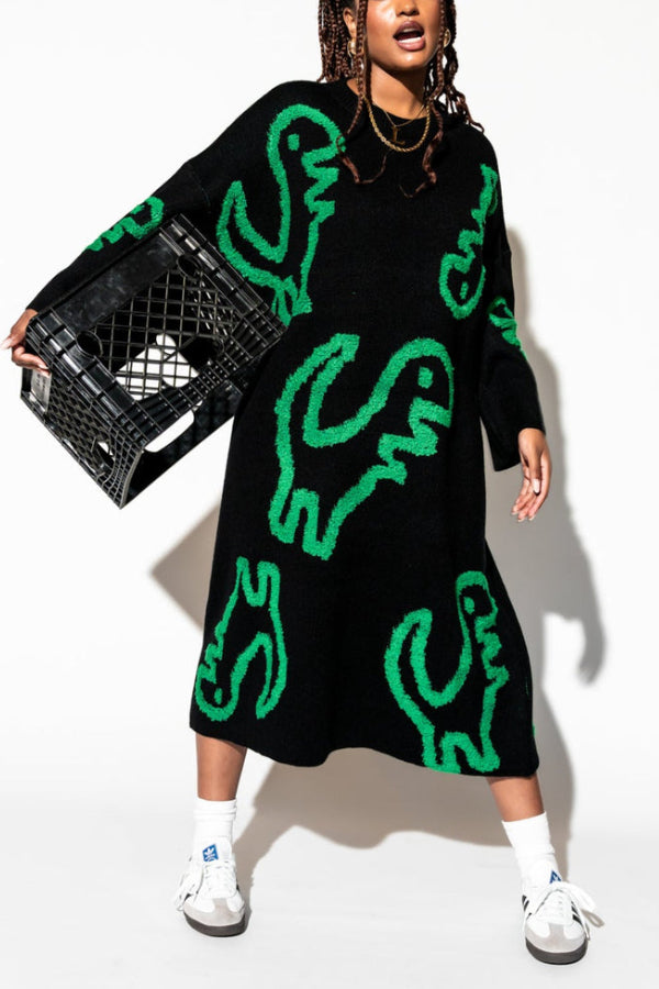 Rawr Means I Love You Oversized Knit Dress