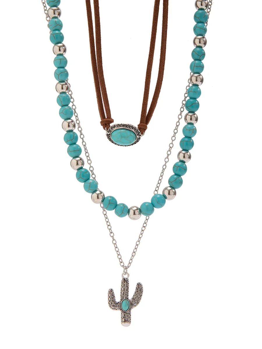 Turquoise Cactus Collar Necklace