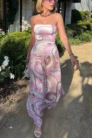 Gorgeous Pastels Unique Print Off Shoulder Low Rise Loose Maxi Dress