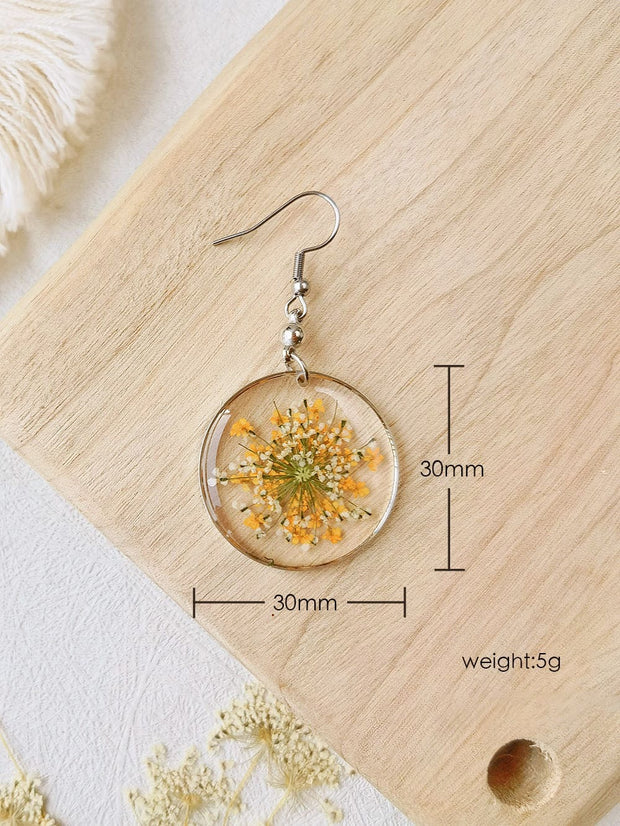 Forget Me Not Queen AnneLace Resin Pressed Flower Earrings