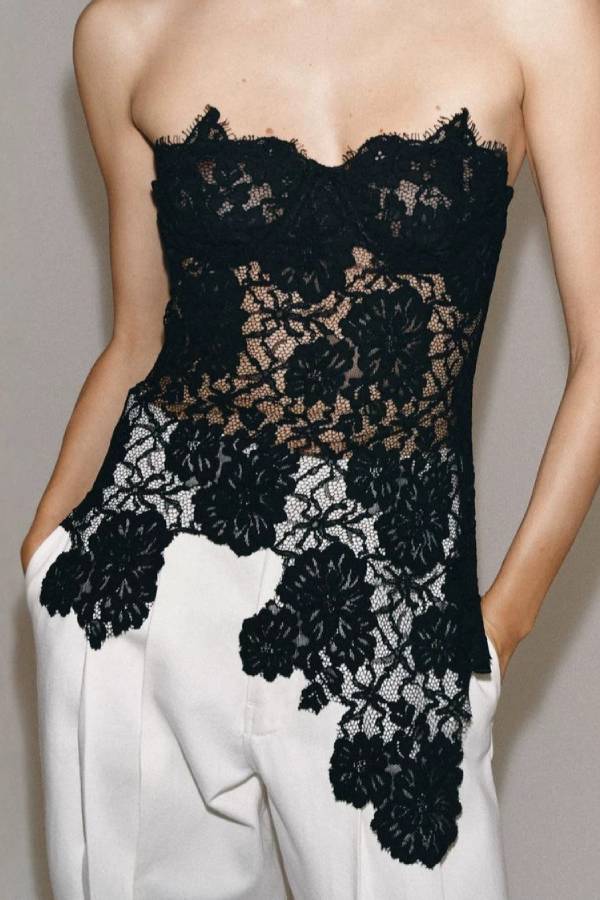 Vintage 3D Floral Lace Strapless Tube Top
