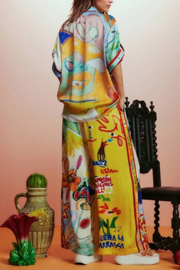 All-match satin print holiday set