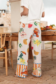 Unique Printed Elastic Waist Pocket Vacation Casual Wide Leg Pants