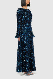 Kylie Sequin Open Back Maxi Dress