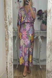 Exquisite Satin Floral Print Fishtail Skirt