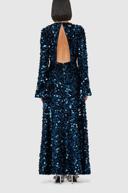 Kylie Sequin Open Back Maxi Dress