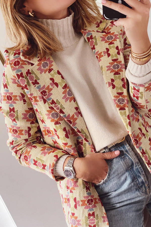 Patterned lapel fashion jacket