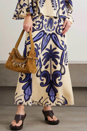 Exquisite Printed Satin A-line Skirt