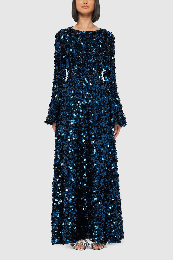 Kylie Sequin Open Back Maxi Dress