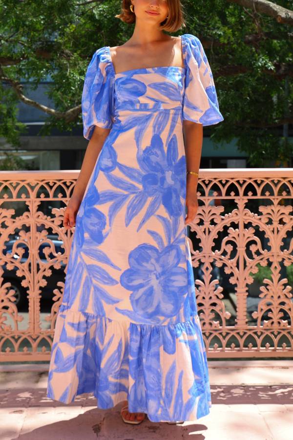 By Nicola Camille S/S Maxi Dress in Blue Lagoon