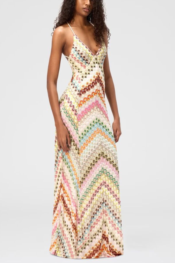 Missoni Summer Knit Colorful Herringbone Print Open Beck Maxi Dress –  SwimGirlsBoutique