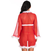 Christmas Uniform Cardigan Long Sleeve Nightgown Set