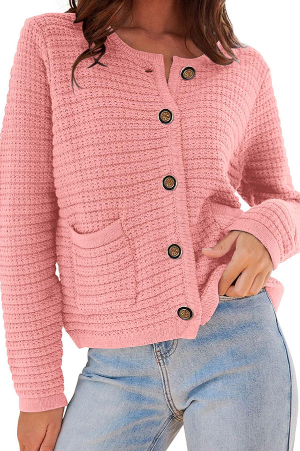 Retro long-sleeved round neck knitted new cardigan