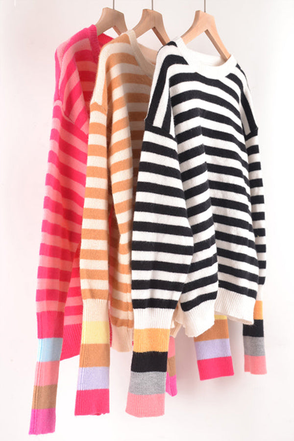 NEVER LET YOU GO STRIPED LONG SLEEVE SWEATER - 3 COLORS