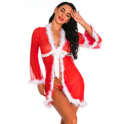 Christmas Uniform Cardigan Long Sleeve Nightgown Set