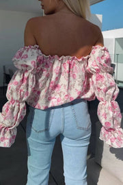 Floral off-shoulder puff sleeve top