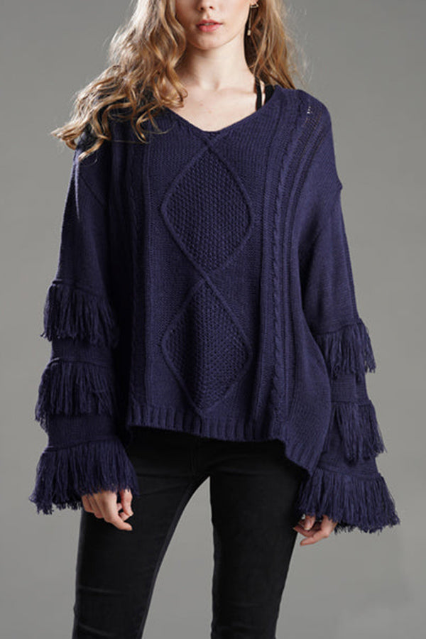 LOOK WHAT YOU MADE ME DO TASSEL KNIT SWEATER