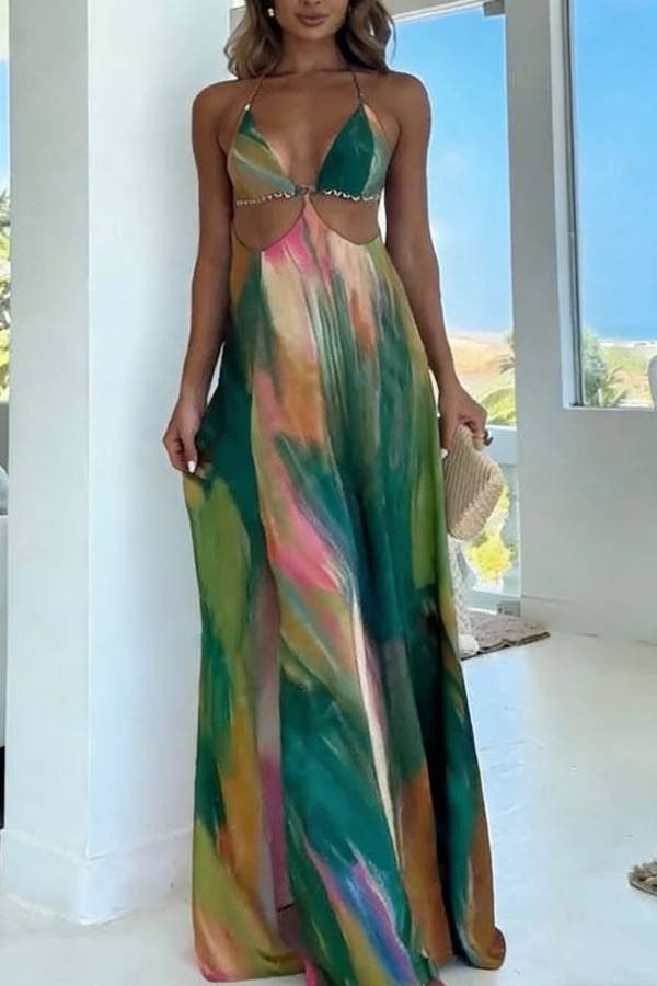 Delicate Satin Floral Print Single Breasted Midi Dress