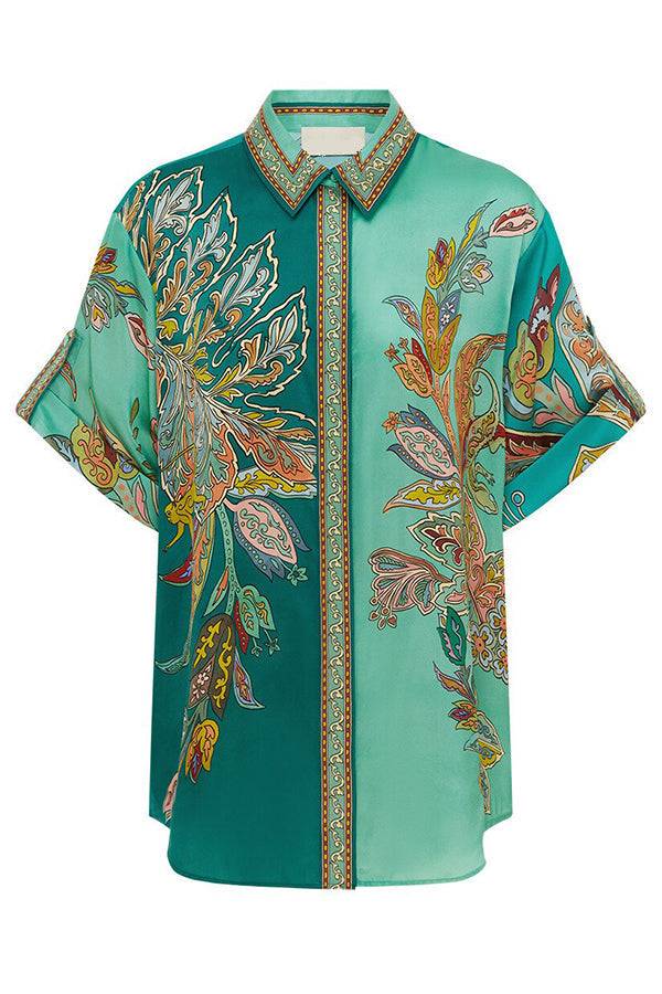 Franca Oversized Printed Silk-satin Shirt